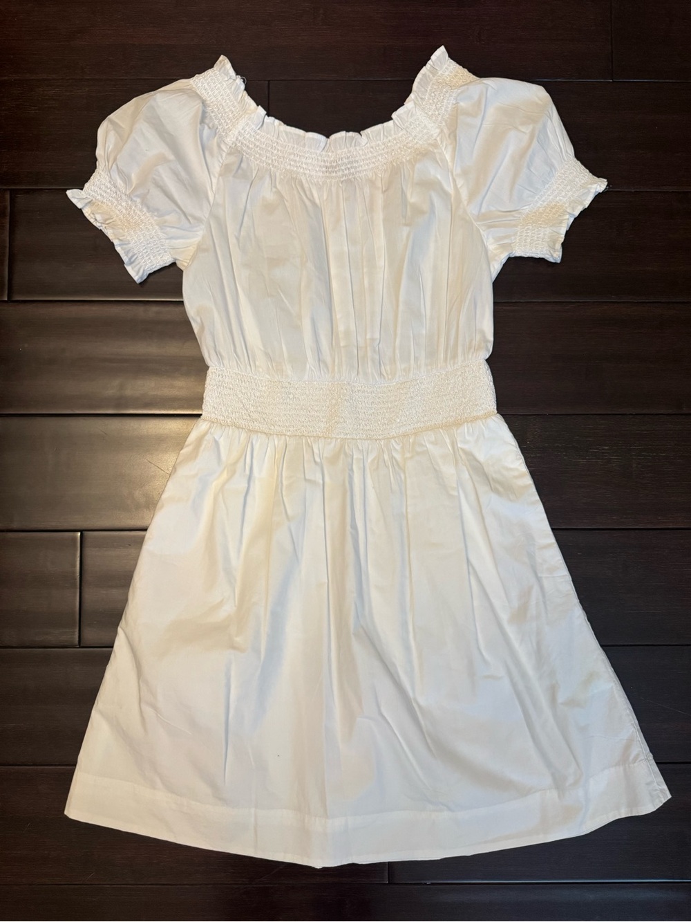 J. Crew White Smocked Waist Mini Dress